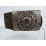 German Second World War Third Reich leather belt and buckle, with metal buckle embossed ' Gott