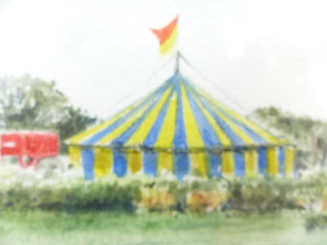 Watercolour by Carol Fisher 1986 'The Big Top' Gillingham/ - Image 5 of 5