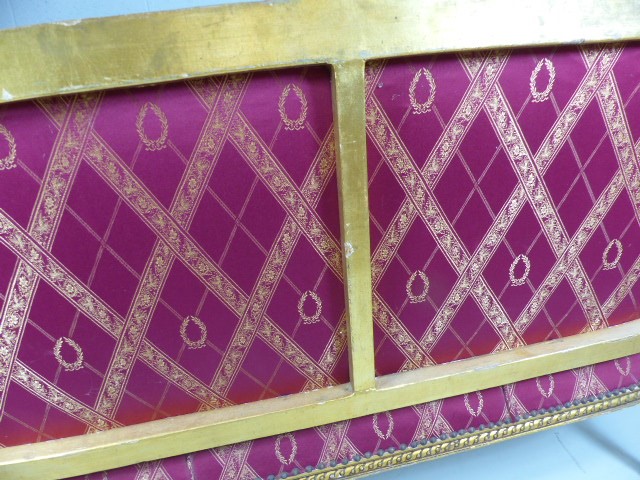 Antique Boudoir settee painted Gold and Re-upholstered - Image 6 of 6