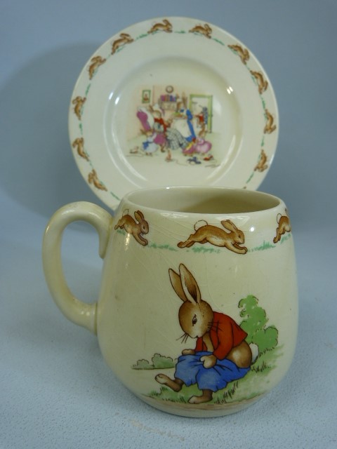 Royal Doulton Bunnykins plate and milk jug signed Barbara Vernon on each. - Image 2 of 6