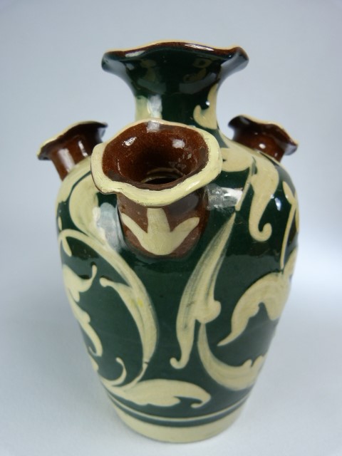 Torquay Pottery vase Exeter potteries. c.1900. Tulip vase with restoration. - Image 2 of 5