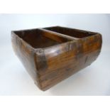 Metal bound square trug with handle