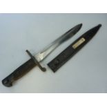 Spanish Bolo bayonet with metal handle and scabbard 24cm