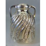 Egyptian Silverplated Twin handled vase. Bulbous body leading to a pinched neck. Hallmarked on