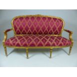 Antique Boudoir settee painted Gold and Re-upholstered