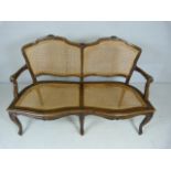 Mahogany Bergere bench with lions and ball feet