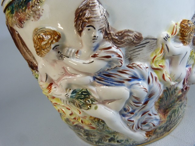 R Capodimonte glazed jardiniere decorated in relief with ladies and putti along with a similar - Image 6 of 6