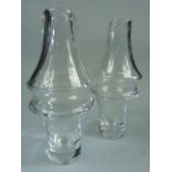 Kosta Glassware - A pair of unusually shaped 1970's vases both etched to base.