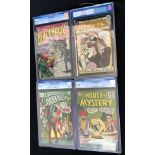 Four CGC graded comics: DC Ghosts #1 (9-10/71) grade 7.0; DC House of Mystery #50 (5/56) grade 7.