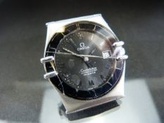 OMEGA: An Omega Constellation No 1431 with grey dial and steel strap (A/F)