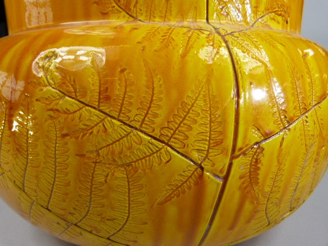 Wemyss bright ochre Jardiniere - impressed mark to base. Decorated lightly with foliage. - Image 4 of 5