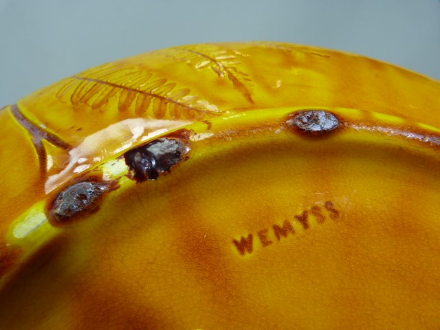 Wemyss bright ochre Jardiniere - impressed mark to base. Decorated lightly with foliage. - Image 5 of 5