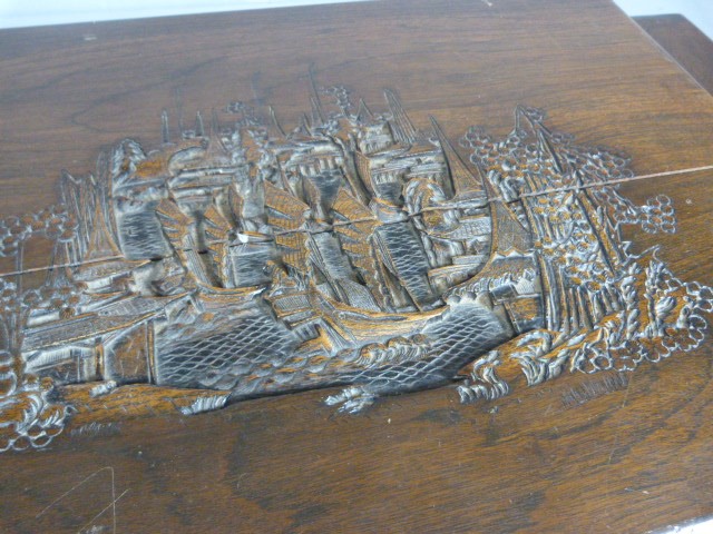Oriental heavily carved camphor wood chest - Image 5 of 9
