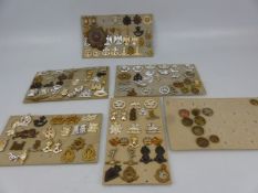 Selection of cap and arm badges mounted on card