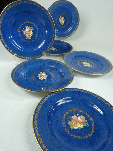 Set of Six Spode side plates Gilded and handpainted over Transfer