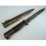 German WW1 Bayonet stamped to blade Corts Sohn. with metal scabbard 25cm