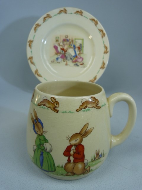Royal Doulton Bunnykins plate and milk jug signed Barbara Vernon on each. - Image 3 of 6