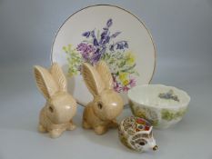 Small Selection of China to include a Royal Crown Derby Rabbit and two Sylvac Rabbits