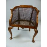 Oak lattice back Bergere style tub chair