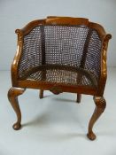 Oak lattice back Bergere style tub chair