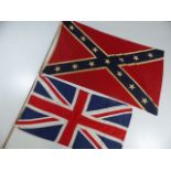 Confederate American flag along with the British Union Jack.