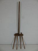 Antique wooden pitchfork with 5 prongs.