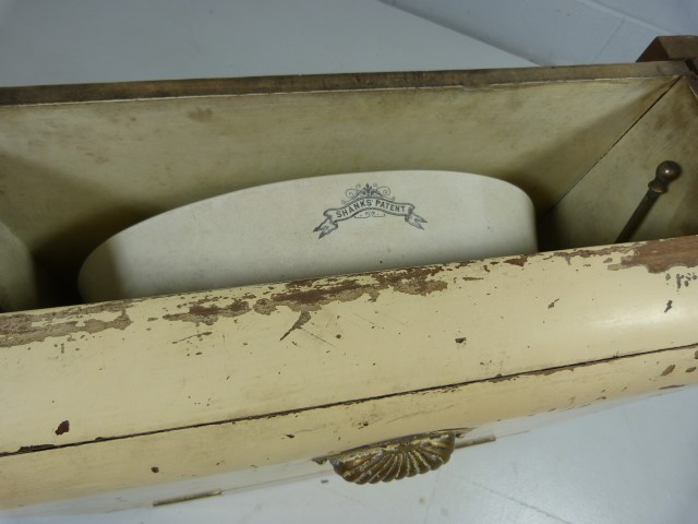 Unusual folding Railway Carriage sink. Sink folds down in wooden box to reveal taps and other - Image 6 of 7