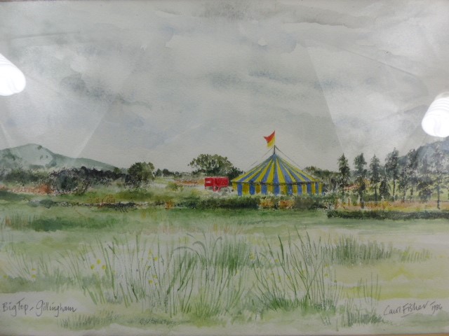 Watercolour by Carol Fisher 1986 'The Big Top' Gillingham/ - Image 2 of 5
