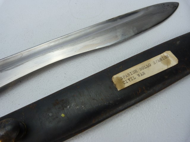 Spanish Bolo bayonet with metal handle and scabbard 24cm - Image 2 of 3