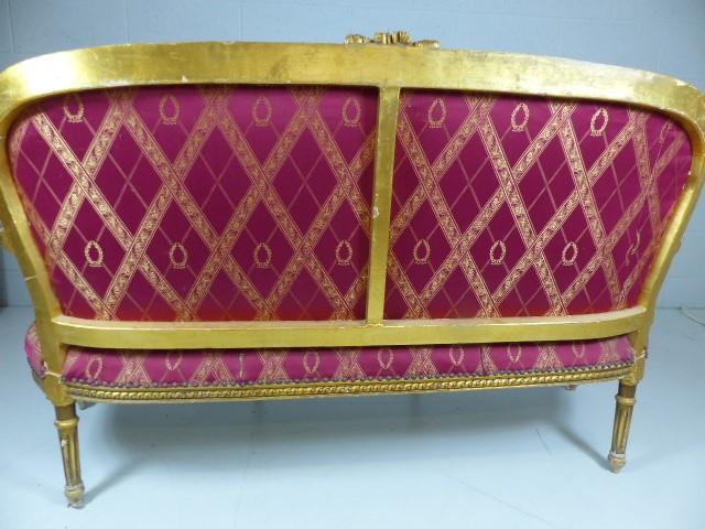 Antique Boudoir settee painted Gold and Re-upholstered - Image 5 of 6