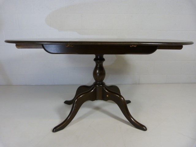Ercol drop leaf dining table with two swan back chairs - Image 3 of 8