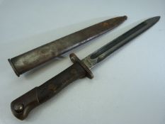 Foreign possible Japanese bayonet and metal scabbard. 25cm