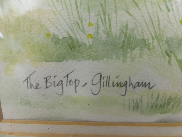 Watercolour by Carol Fisher 1986 'The Big Top' Gillingham/ - Image 4 of 5