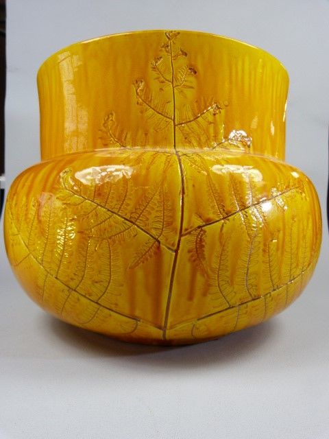 Wemyss bright ochre Jardiniere - impressed mark to base. Decorated lightly with foliage. - Image 2 of 5