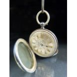 Large Silver (.935) pocket watch with gold face, original key, marked to movement BREVET 2732. A/F