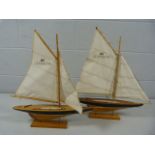 Two model pond yachts