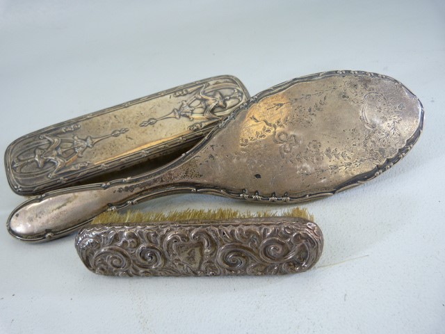 Hallmarked silver backed dressing table set.