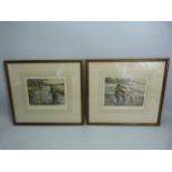 Fishing Interest - pair of Woodcut prints both signed and numbered