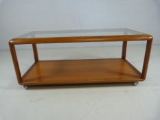 Nathan glass topped mid-century coffee table