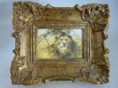 SHEPHERD, David CBE FRSA FGRA (1931 - 2017). Portrait of a Lion (oil on canvas). Signed also to back