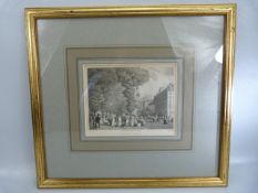 Lithograph titled 'Boulevarde Italiens' glazed and framed