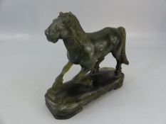 Jade carved horse on Plinth possibly Chinese.