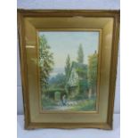 ALBERT DUNINGTON - Watercolour depicting a cottage scene framed and glazed. Approx dimensions inc