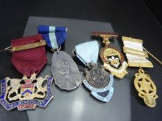 Five Royal Masonic medals with clasps and ribbons