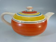 Susie Cooper for Grays Pottery - a hand painted Art Deco teapot in circular geometric design