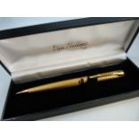 Waterman gold plated ballpoint pen, the engine turned body with twist mechanism
