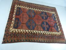 Red Ground hand woven Persian Hamadan Lori carpet