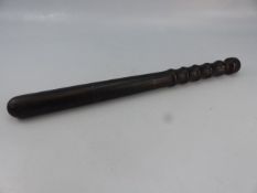 Turned wooden Police Truncheon stamped "Y" & "O"