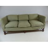 Antique upholstered sofa with barley twist frame legs