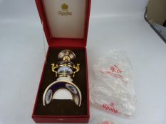 A Spode SS Great Britain gilt and cobalt twin handled lidded loving cup and saucer limited edition